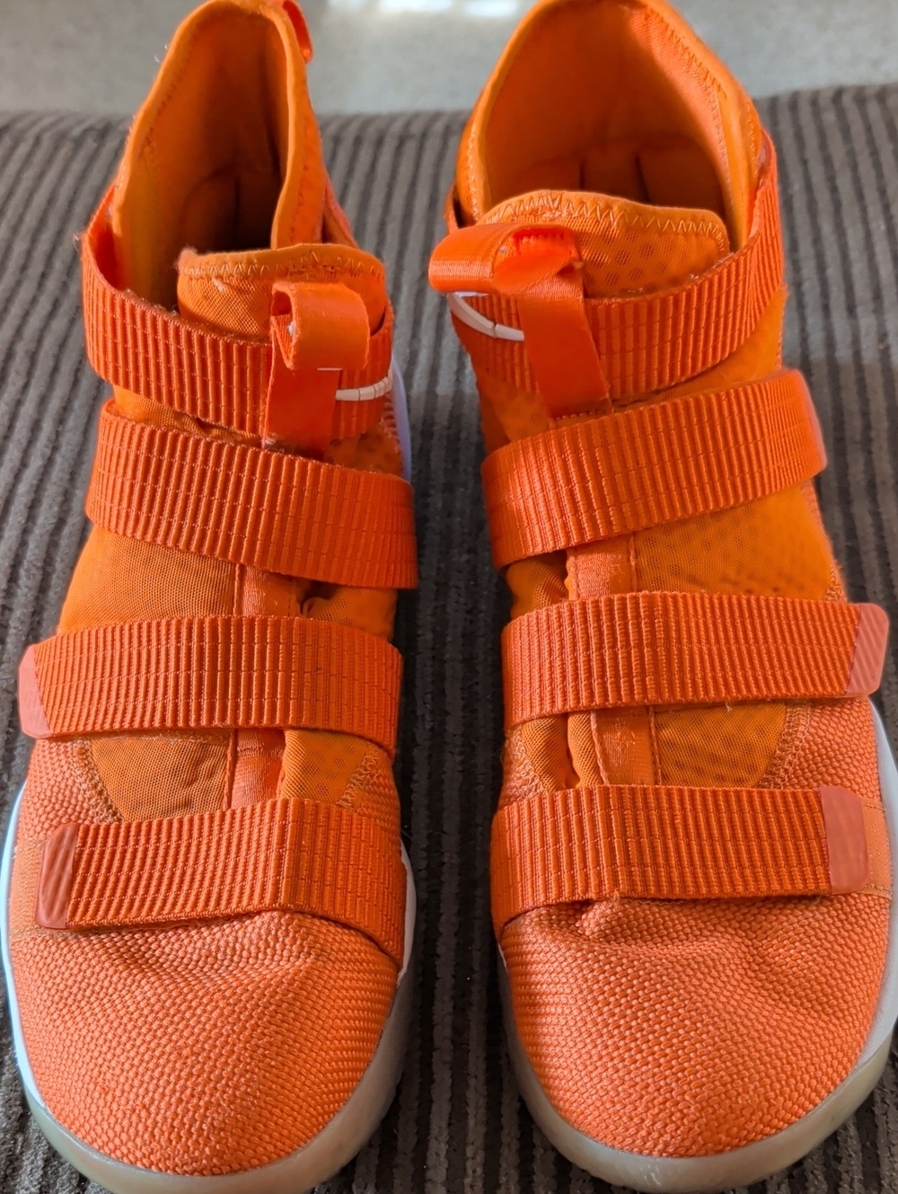 Men's Nike Orange Zoom Lebron soldier Velcro Strap Sneakers